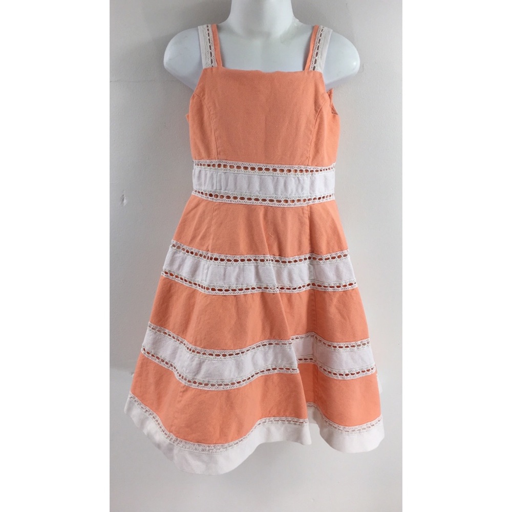 Girls Childrens Place Dress 6 Peach White Stripes